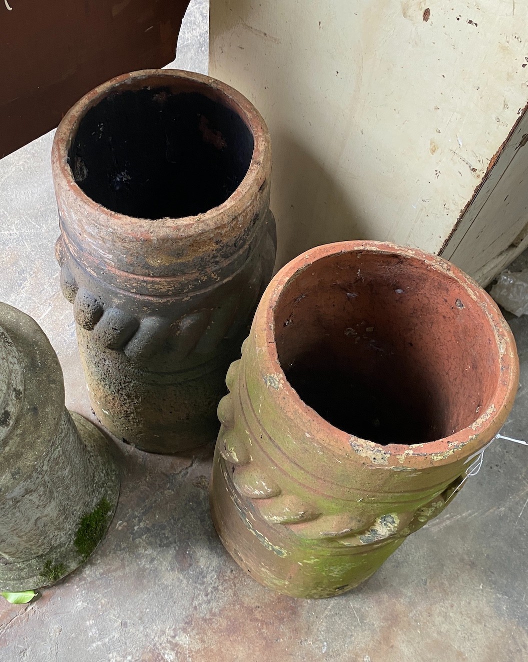 A pair of Victorian terracotta chimney pots, height 63cm